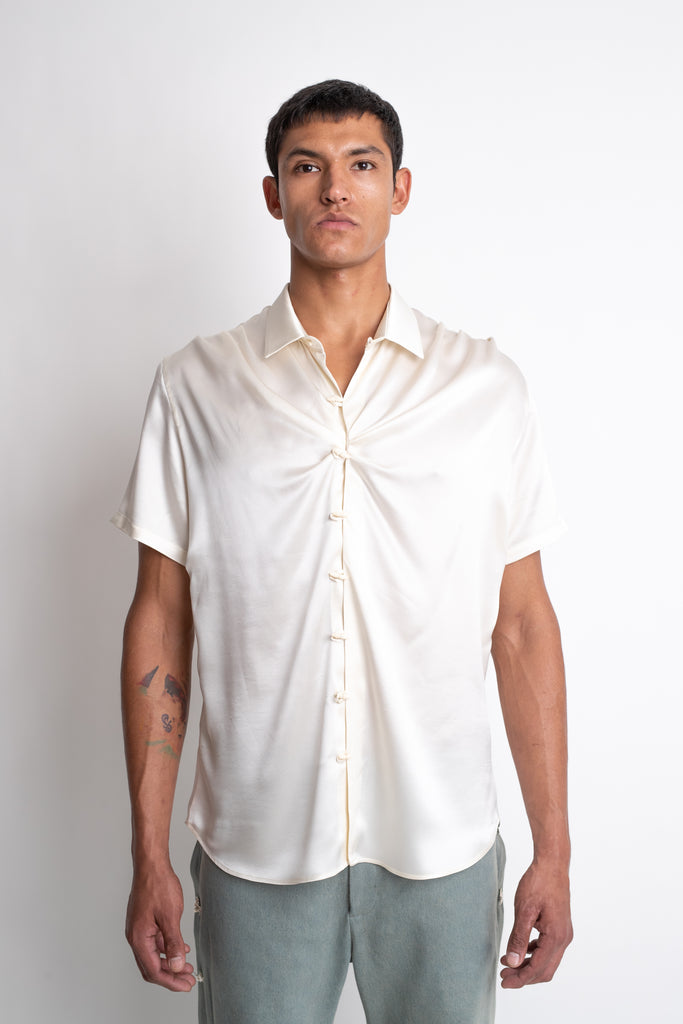 Chela Flor: Ivory Linen Shirt