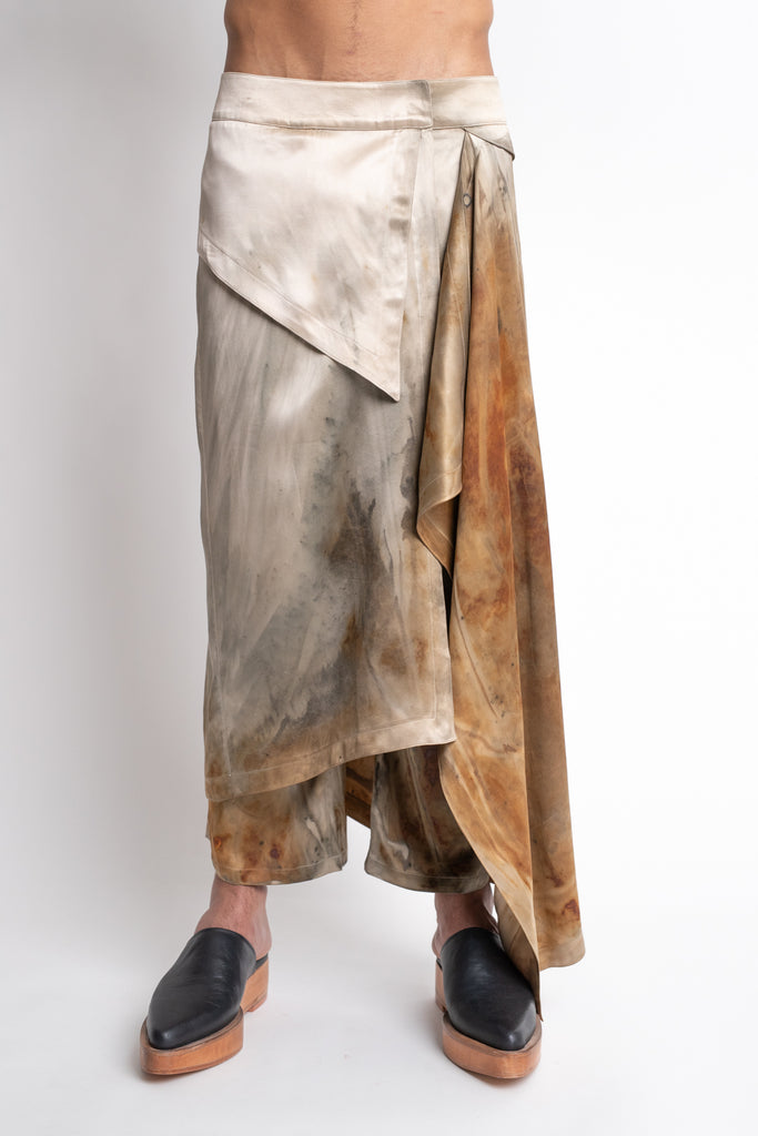 Pareito: Ivory Oxide Dye Silk Pants