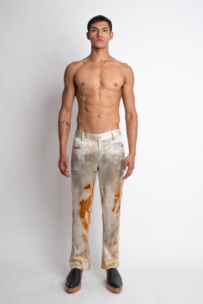 Vato Raro: Ivory Oxide Dye Silk Pants