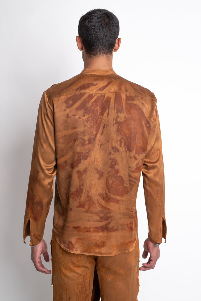 Gacho: Cinnamon Oxide Dyed Silk Shirt