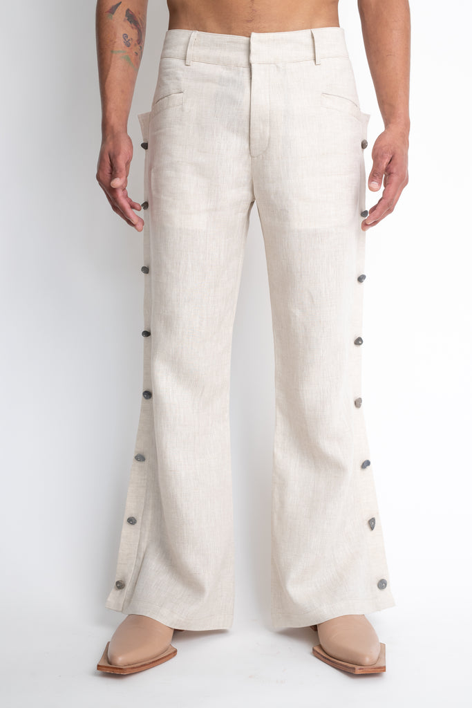 Presumido: Khaki Melange Linen Pants