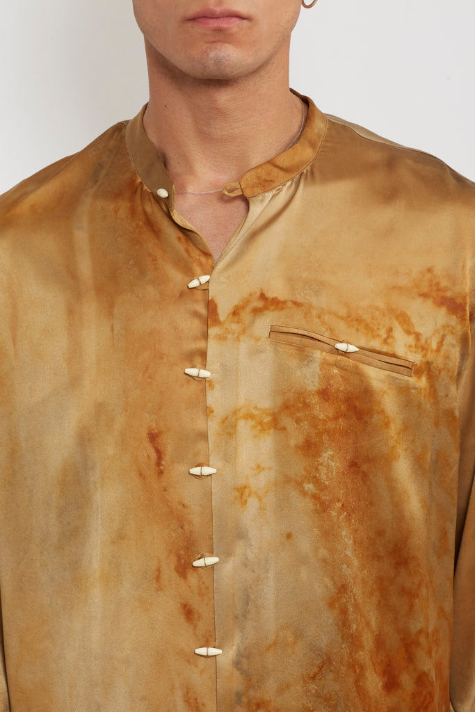 Gacho: Sand Oxide Dye Silk Shirt