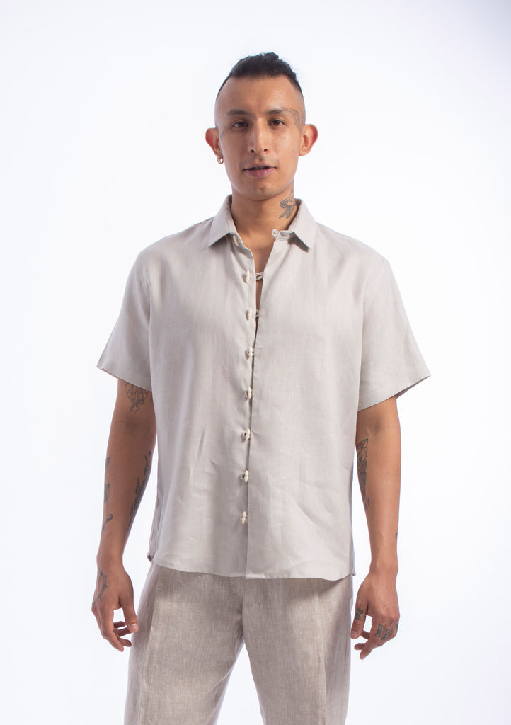 Chela: Avalon Gray Linen Shirt