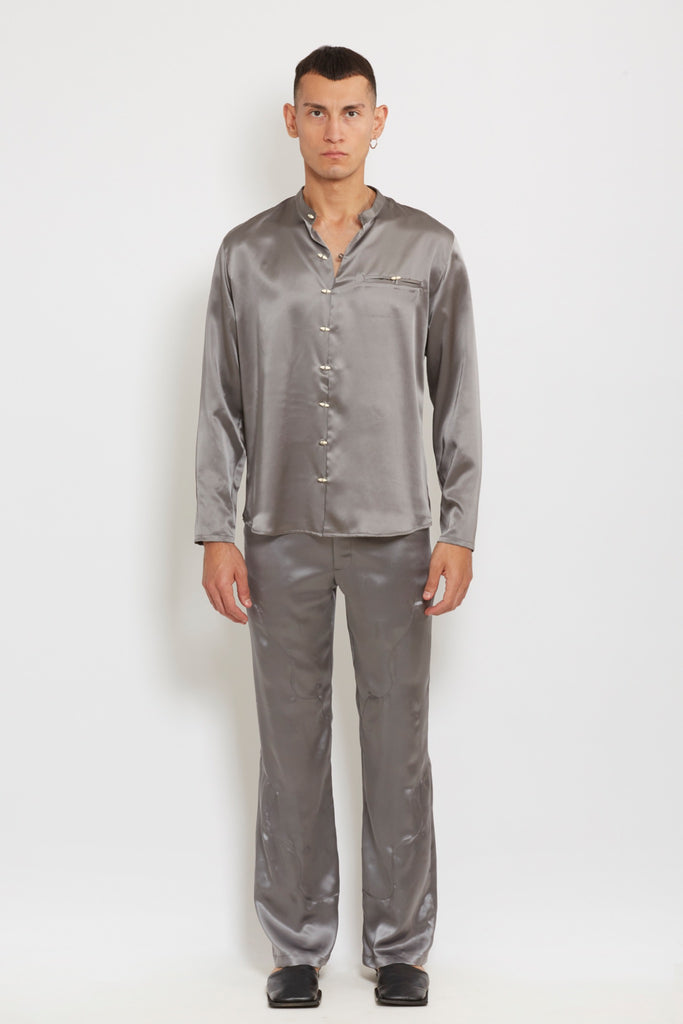 Gacho: Silver Silk Shirt