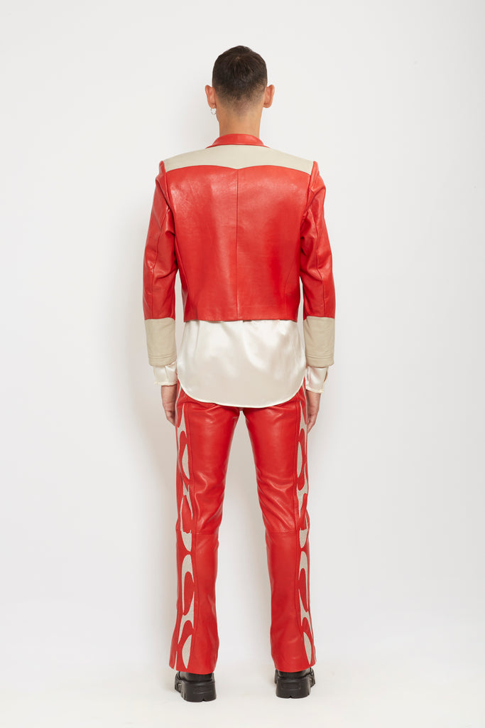 Galactica: Red/Grey Leather Jacket