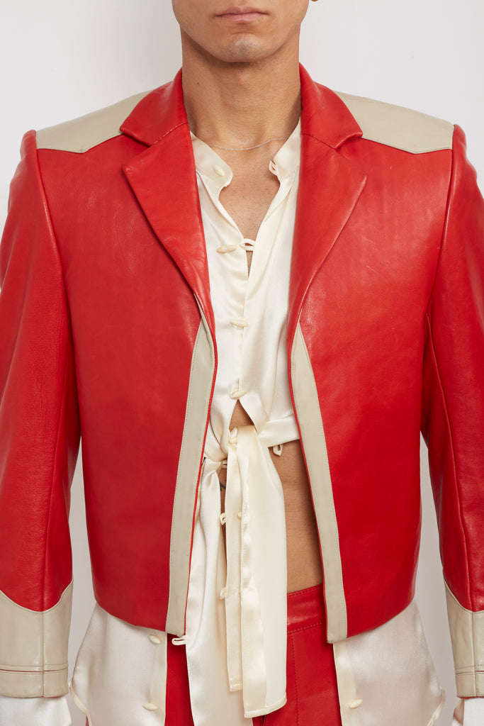 Galactica: Red/Grey Leather Jacket