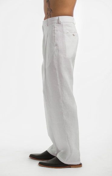 Rico: Off-White Linen Pants
