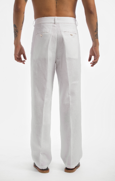 Rico: Off-White Linen Pants